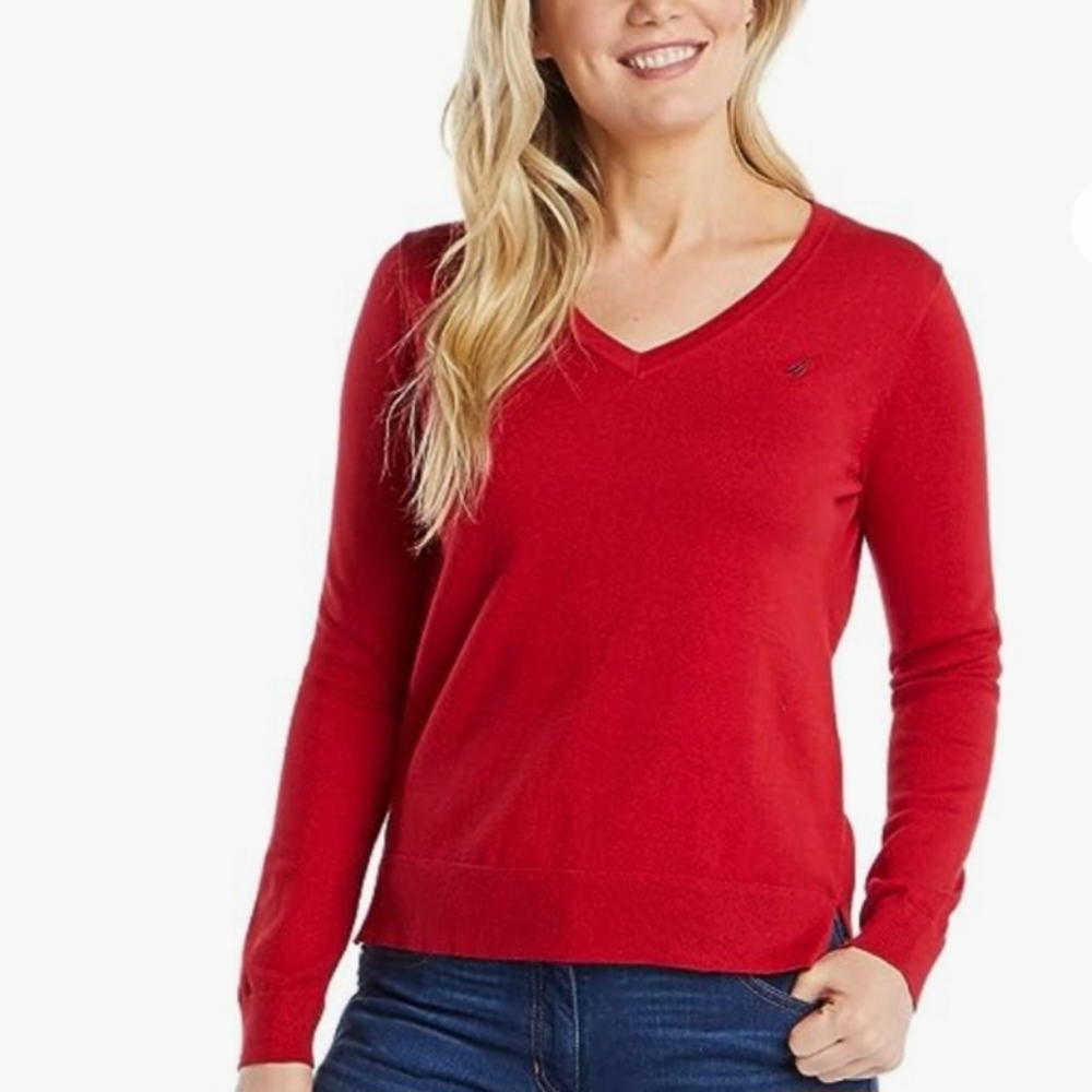 Signature NAUTICA J-Class Womens Long Sleeve Red T-Shirt Large/XL